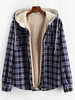 Veste à Capuche Vintage à Carreaux avec Poche Poitrine en Laine à Cordon 2xl Noir