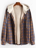Veste à Capuche Vintage à Carreaux avec Poche Poitrine en Laine à Cordon M Marron camel