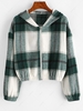Veste à Capuche Zippée à Carreaux en Laine Xl Vert clair