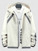 Veste à Capuche Zippée à Lettre en Blocs de Couleurs à Manches Raglan 2xl Blanc chaud