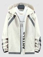 Veste à Capuche Zippée à Lettre en Blocs de Couleurs à Manches Raglan 2xl Blanc chaud