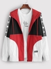 Veste à Capuche Zippée à Lettre Panneau en Blocs de Couleurs 2xl