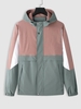 Veste à Capuche Zippée en Blocs de Couleurs M Rose