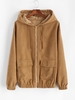 Veste à Capuche Zippée en Velours Côtelé avec Deux Poches 2xl Café