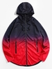 Veste à Capuche Zippée Ombrée à Manches Raglan L Rouge