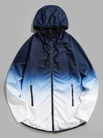 Veste à Capuche Zippée Ombrée à Manches Raglan M Bleu