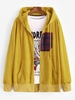 Veste à Capuche Zippée Patch à Carreaux en Velours Côtelé 2xl Jaune