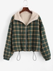 Veste à Carreaux à Grille Zippée à Doublure en Laine S Vert mer moyen
