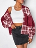 Veste à Carreaux à Manches Lanternes avec Poche M Rouge
