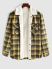 Veste à Carreaux Doublure Fourrée en Laine avec Bouton en Avant Xl Jaune