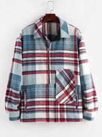 Veste à Carreaux Imprimée à Demi-Zip en Laine Mélangée S