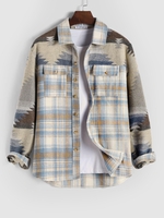 Veste à Carreaux Poche à Rabat Design en Laine à Imprimé Ethnique Aztèque Xl Multi a