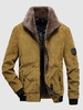 Veste à Col en Fausse Fourrure Rembourrée en Velours Côtelé L Deep yellow