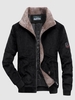 Veste à Col en Fausse Fourrure Rembourrée en Velours Côtelé L Noir