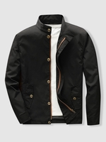 Veste à Col Montant avec Poches à Rabat et Fermeture Éclair L Noir