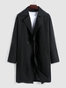Veste à Coupe Vent Longue Boutonnée en Couleur Unie S Noir