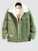 Veste à Doublure en Velours Côtelé Design avec Poche L Vert clair