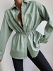Veste à Goutte Epaule avec Poche en PU S Vert clair