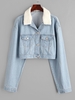 Veste à Goutte Epaule en Fausse Laine en Denim Xl Bleu clair