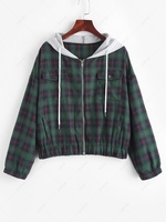 Veste à Tartan en Flanelle Zippée à Carreaux S Vert profond