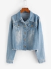 Veste Au Lavage Léger Effrangé en Jean S Bleu