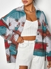 Veste avec Boutons et Poches à Rabat à Imprimé Aztèque Style Ethnique M