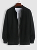Veste avec Un Col Montant et avec Zip de Couleur Pure M Noir