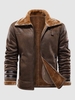 Veste Aviateur en Similicuir à Badge Patché à Doublure en Molleton Xl Brun ours