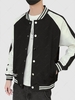 Veste Base-ball Graphique Rayée Bicolore avec Bouton-Pression M Noir