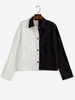 Veste Bicolore Boutonnée avec Poches M Noir