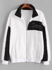 Veste Bicolore Fourrée Phrase Brodée M Blanc