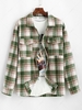 Veste Boutonnée à Carreaux en Laine avec Poche 2xl Vert profond