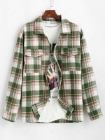 Veste Boutonnée à Carreaux en Laine avec Poche 2xl Vert profond