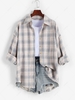 Veste Boutonnée à Carreaux L Gris
