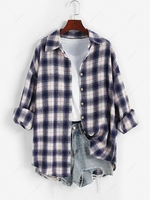 Veste Boutonnée à Carreaux M Bleu profond
