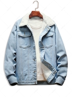 Veste Boutonnée à Doublure en Laine en Denim Xs Bleu clair