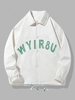 Veste Boutonnée Motif de Papillon et de Caractère à Carreaux M Blanc