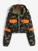 Veste Cargo Camouflage Zippée en Denim avec Poches S Multi a