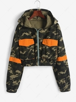 Veste Cargo Camouflage Zippée en Denim avec Poches S Multi a