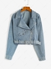 Veste Ceinturée à Goutte Epaule en Denim L Bleu