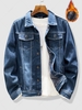 Veste Chaude Boutonnée à Doublure en Laine en Denim M Bleu