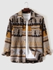 Veste Chemise en Laine Mélangée Motif Géométrique Style Tribal à Imprimé Ethnique Aztèque Xxl Café lumière