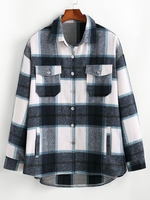 Veste Chemise Motif à Carreaux avec Poche à Rabat Xl Bleu