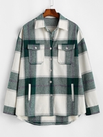 Veste Chemise Motif à Carreaux avec Poche à Rabat Xl Vert profond