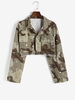 Veste Courte à Imprimé Camouflage à Ourlet Brut avec Poches L Multi a