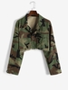 Veste Courte à Imprimé Camouflage à Ourlet Brut avec Poches S Multi b