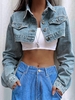 Veste Courte à Rabat Détaillée en Denim S Bleu