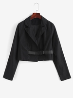 Veste Courte Bouclée à Revers Cranté M Noir