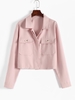 Veste Courte Boutonnée en Couleur Unie avec Poches L Rose léger