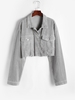 Veste Courte Effrangée à Goutte Epaule avec Poche en Velours Côtelé M Gris clair